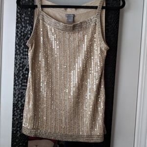 Champaign colored sequin tank top